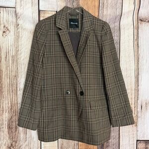 Madewell Blazer Caldwell Double Breasted Hedden Plaid Academia Preppy Medium